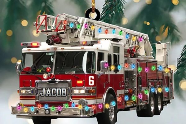 Fire truck christmas ornament