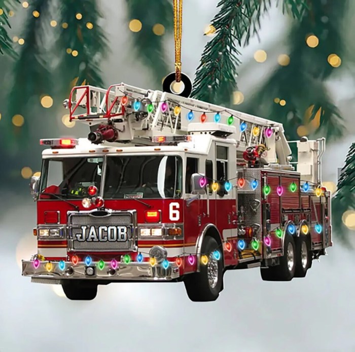 Fire truck christmas ornament