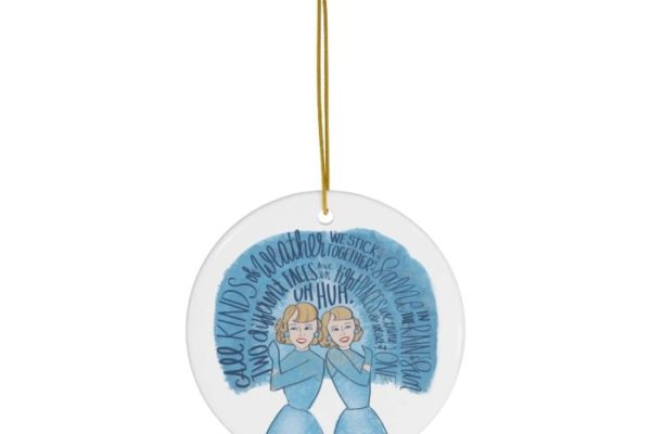 White christmas sisters ornament